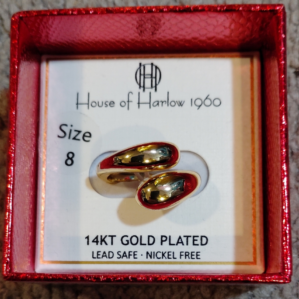 House of Harlow 1960 Gold and Red Ring